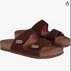 NWT Skechers Women's Luxe  Foam Two Strap Sandal Comfort Footbed Brown Size 10